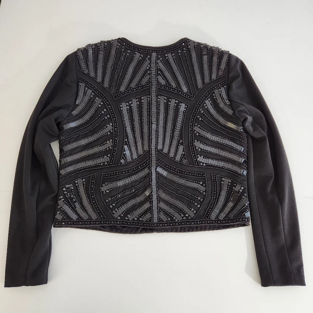 CACHE Embellished Sequin & Beads Evening Dress Black Jacket Medium - Picture 12 of 16